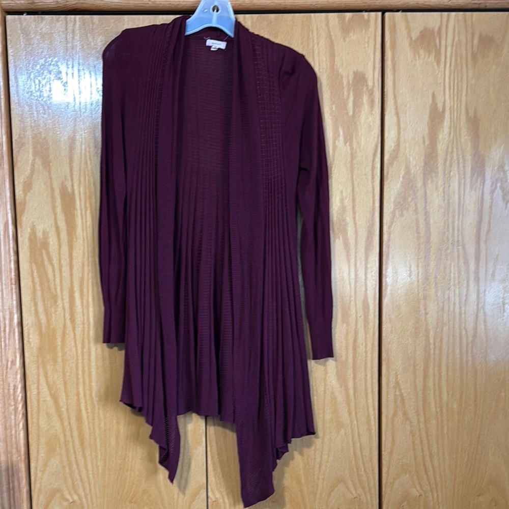 Burgundy Open Front Cardigan